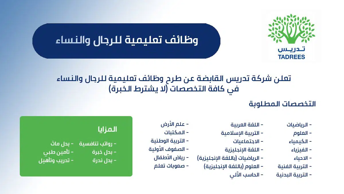 وظائف تعليمية بالرياض للرجال والنساء