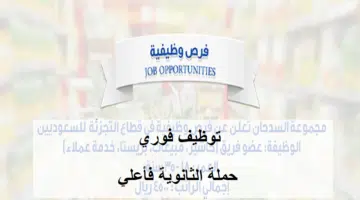 توظيف فوري لحملة الثانوية فأعلي