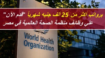 برواتب أكثر من 25 ألف جنيه شهرياً “قدم الآن” علي وظائف منظمة الصحة العالمية في مصر