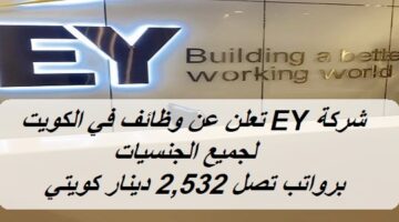 شركة EY تعلن عن وظائف في الكويت لجميع الجنسيات برواتب تصل 2,532 دينار كويتي