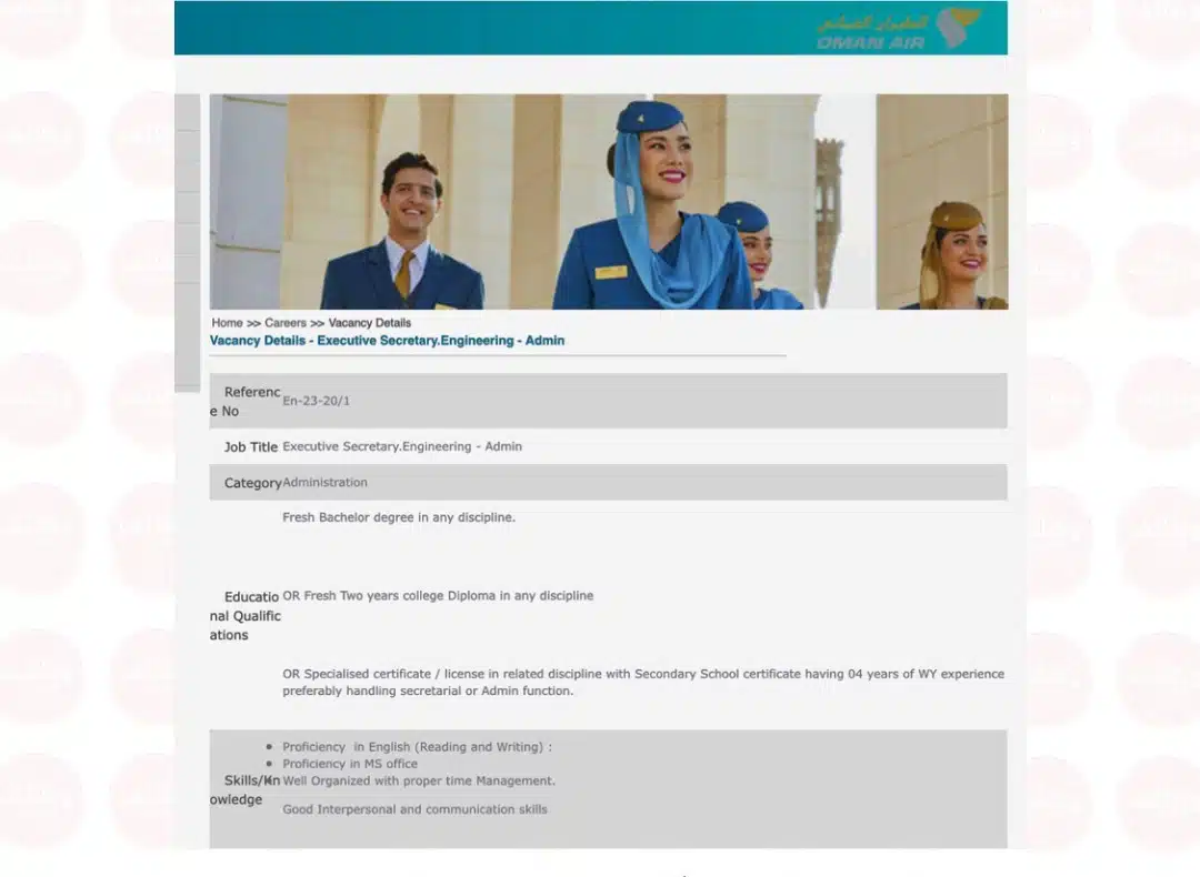 الطيران العماني يعلن عن ( وظائف شاغرة ) برواتب تصل 1,280 ريال عماني ''Oman Air''