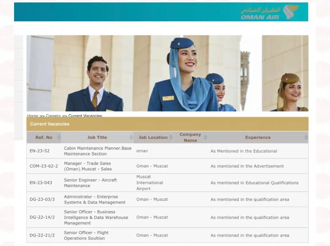الطيران العماني ''Oman Air'' يعلن عن وظائف شاغرة برواتب تصل 1,325 ريال عماني لجميع الجنسيات