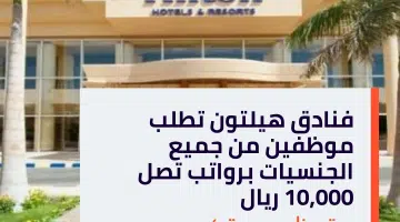فنادق هيلتون تطلب موظفين من جميع الجنسيات برواتب تصل 10000 ريال
