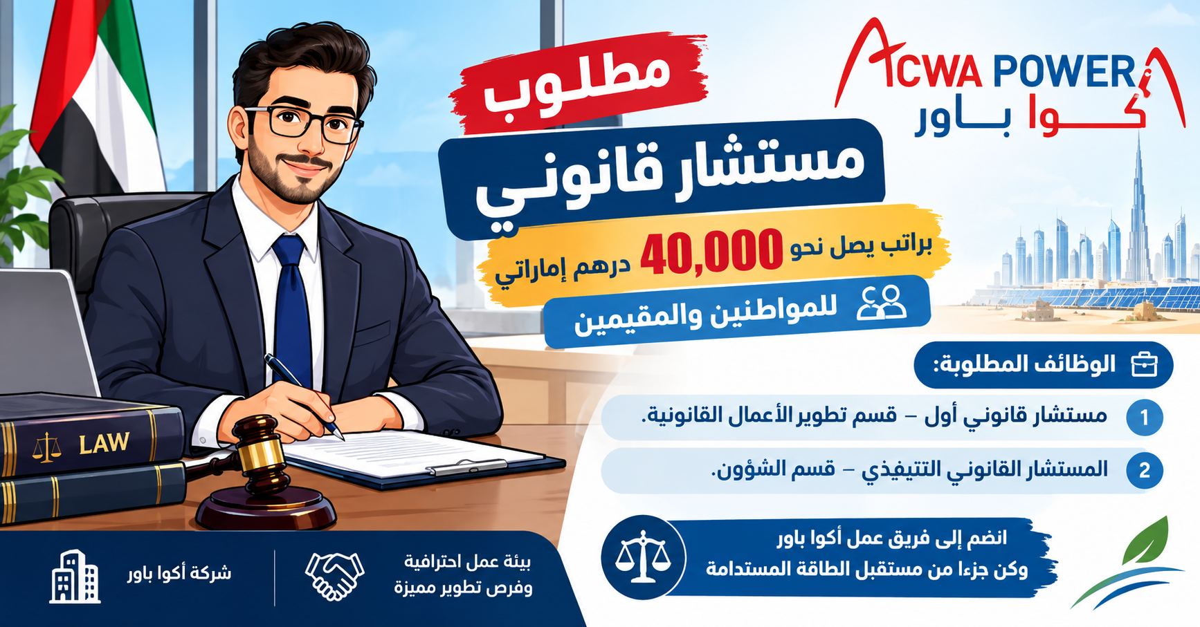مطلوب مستشار قانوني براتب