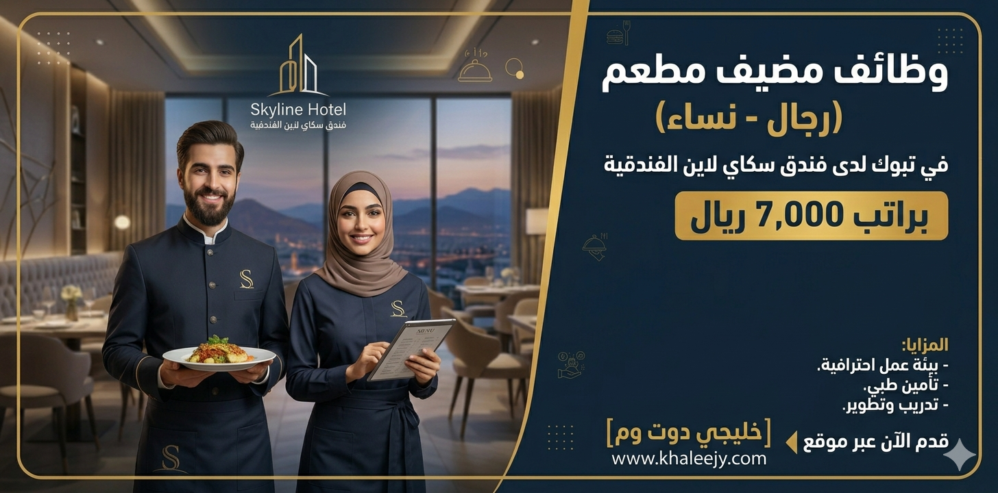 وظائف مضيف مطعم براتب 7,000 ريال (رجال - نساء) في تبوك 1 وظائف مضيف مطعم براتب 7,000 ريال (رجال - نساء) في تبوك