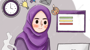 pngtree cute girl in hijab working as a graphic designer png image 14445226